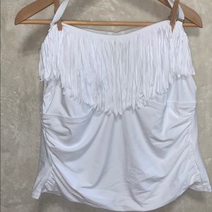 White fringe tankini swimsuit